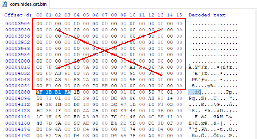 Phần dữ liệu thừa trước 4 byte magic